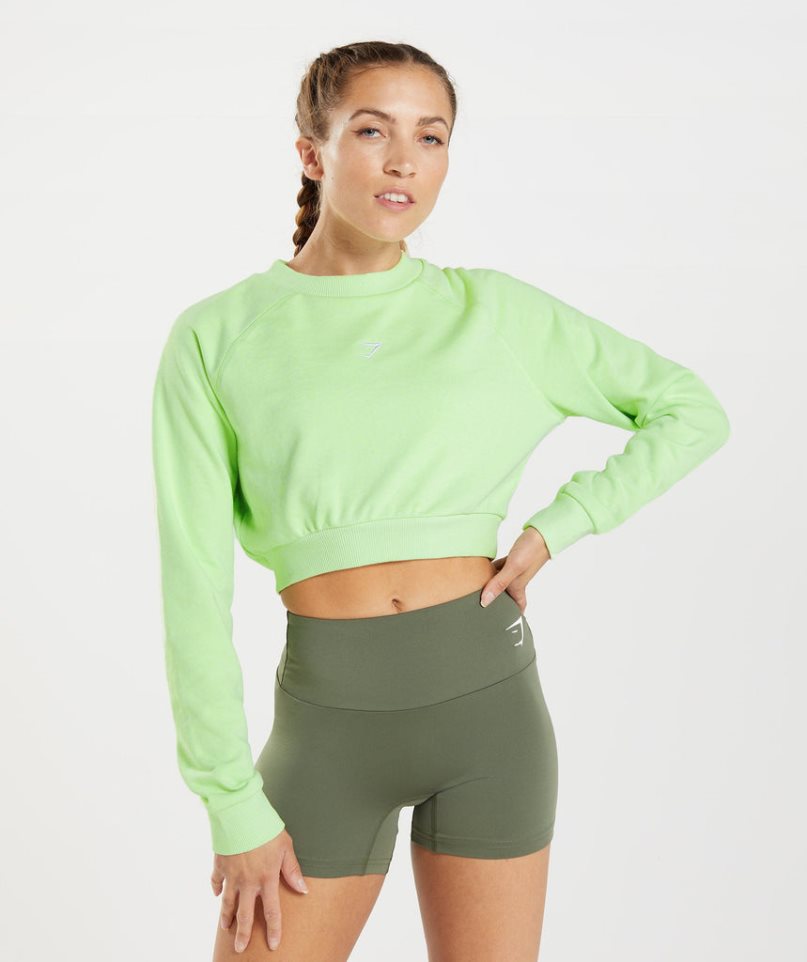 Women\'s Gymshark Training Cropped Sweatshirts Green | CA A15760